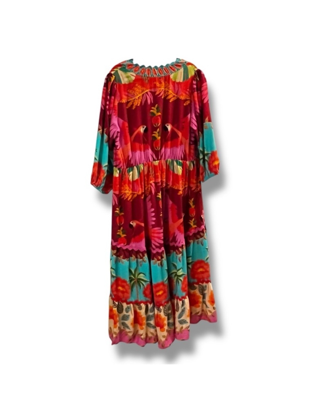 NEW City Chic Maxi Dress Copacabana Placement Tropical Colorful Linen Blend Sz16 - Picture 3 of 3